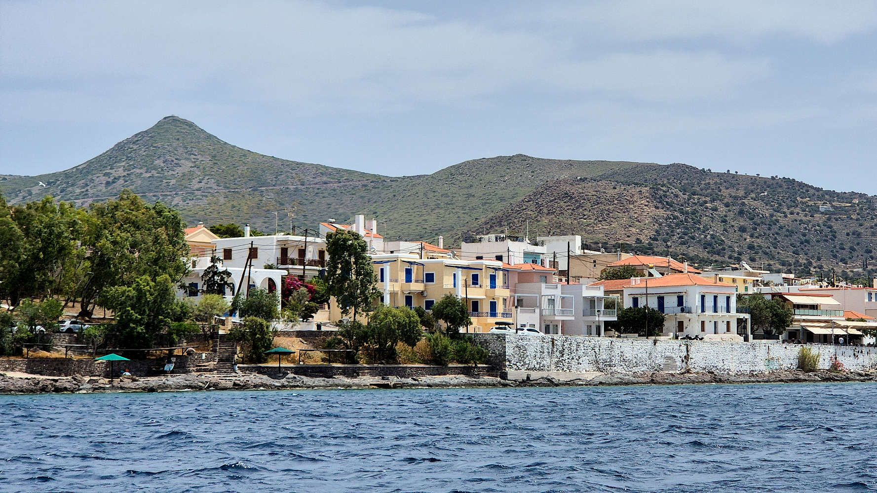Hellanio - 532m and Perdika as seen from the boat to Moni Island the day before.