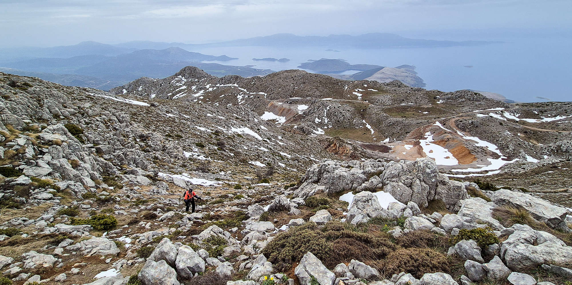 Hiking above the silent Corinthian Gulf.