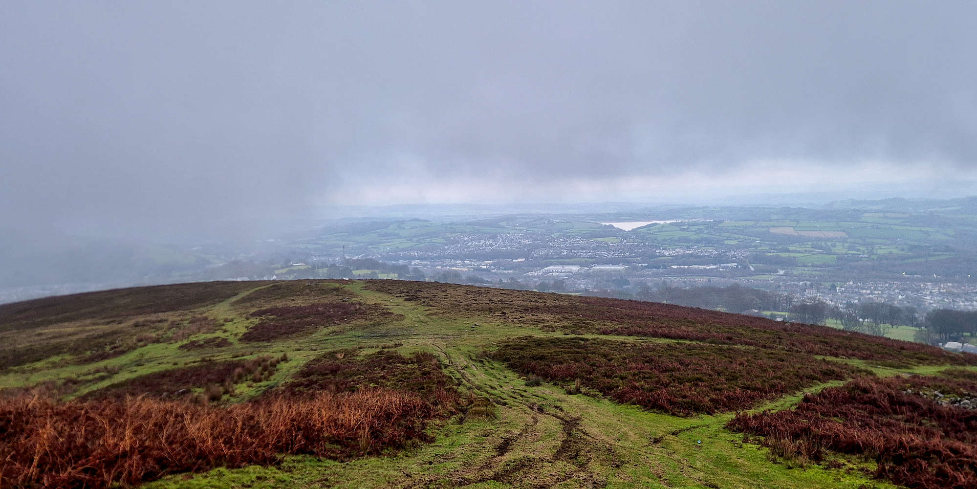 Views towards Llandegfedd Reservoir from the middle plateau.