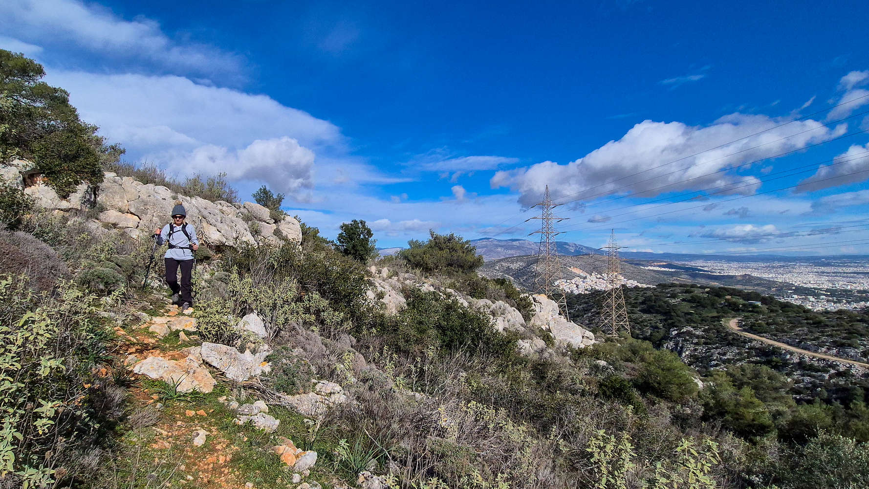 Traversing to the exit in full view of Athens.