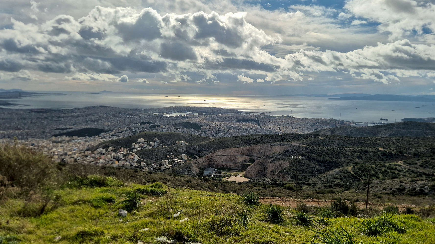 Piraeus as seen from below the summit.