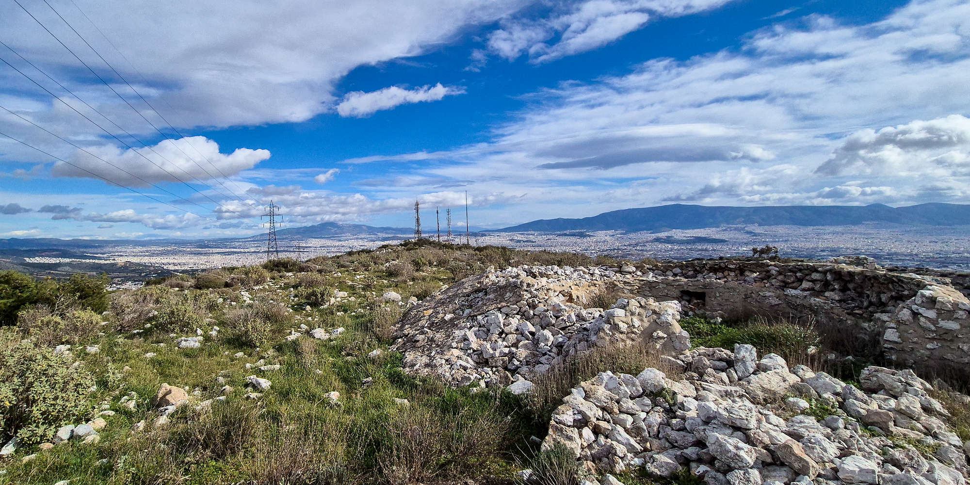 The WW2 gunneries and a view of Athens.