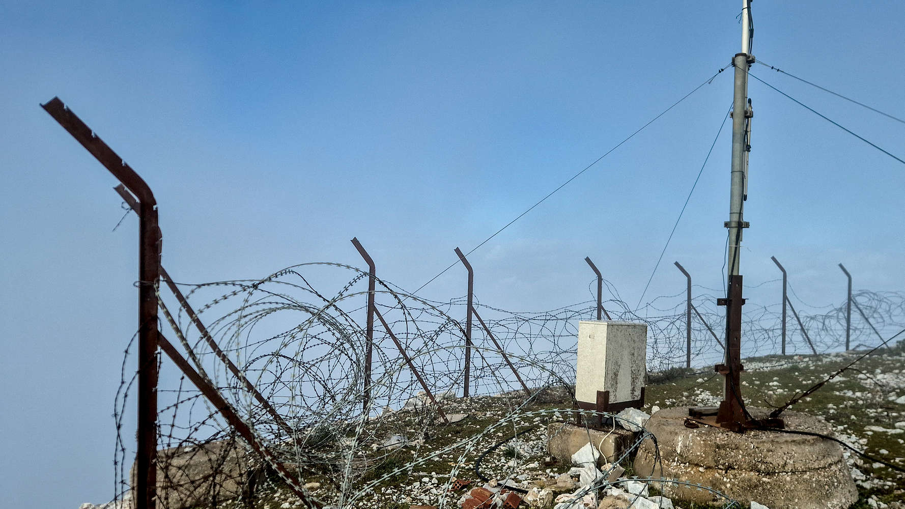 Fenced measurement station on the summit.
