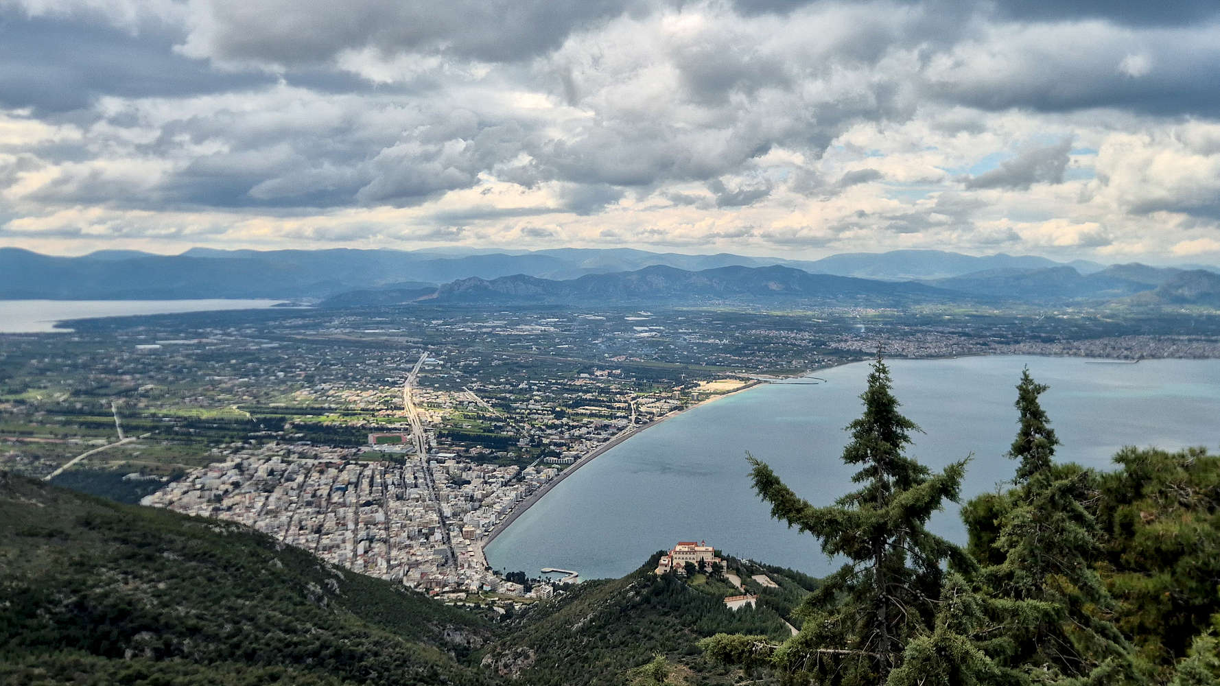 Loutraki and Oneia Ori (581m) from Monastery of Saint Patapios.