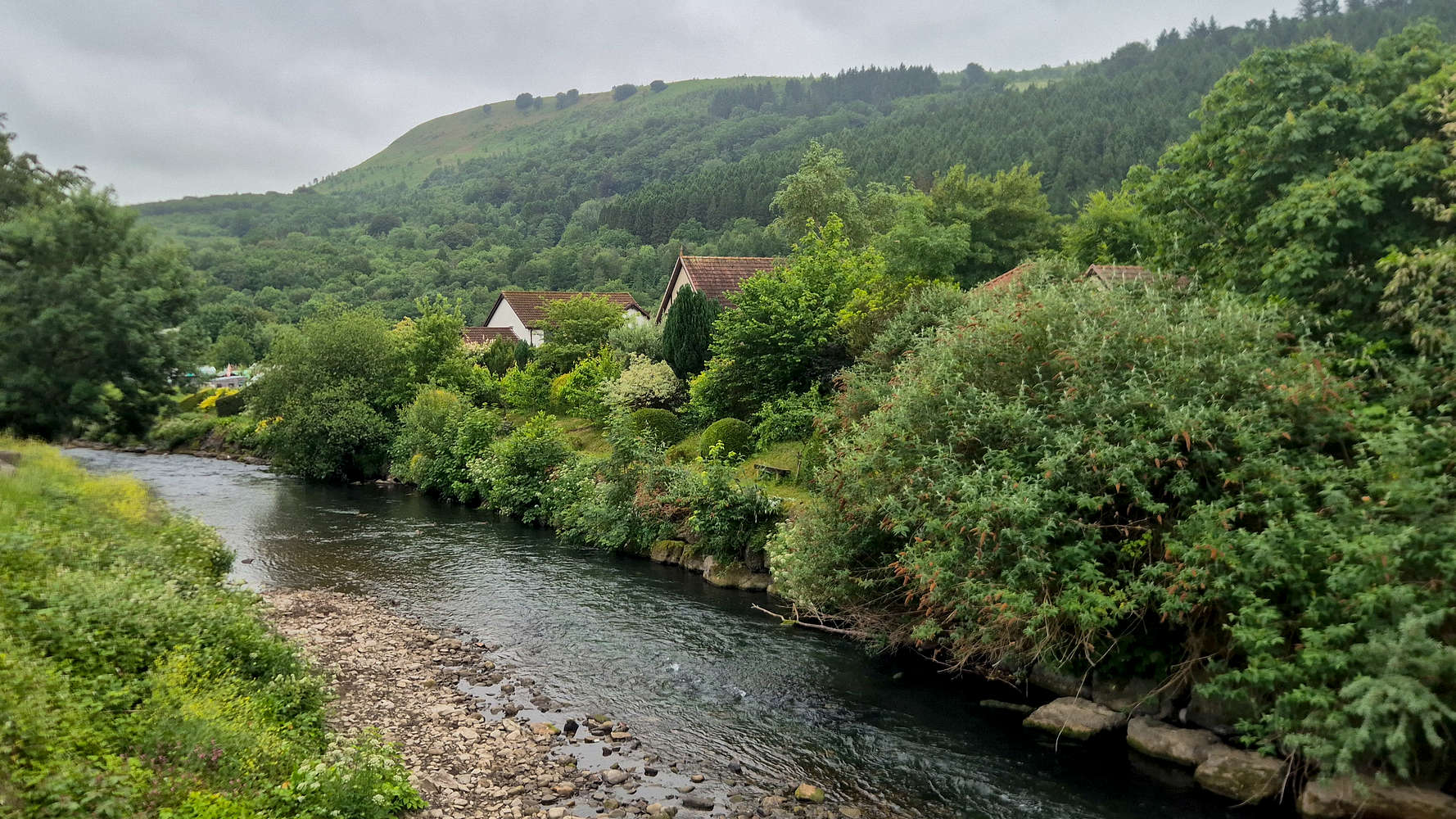 The Ebbw river passing through Crosskeys.