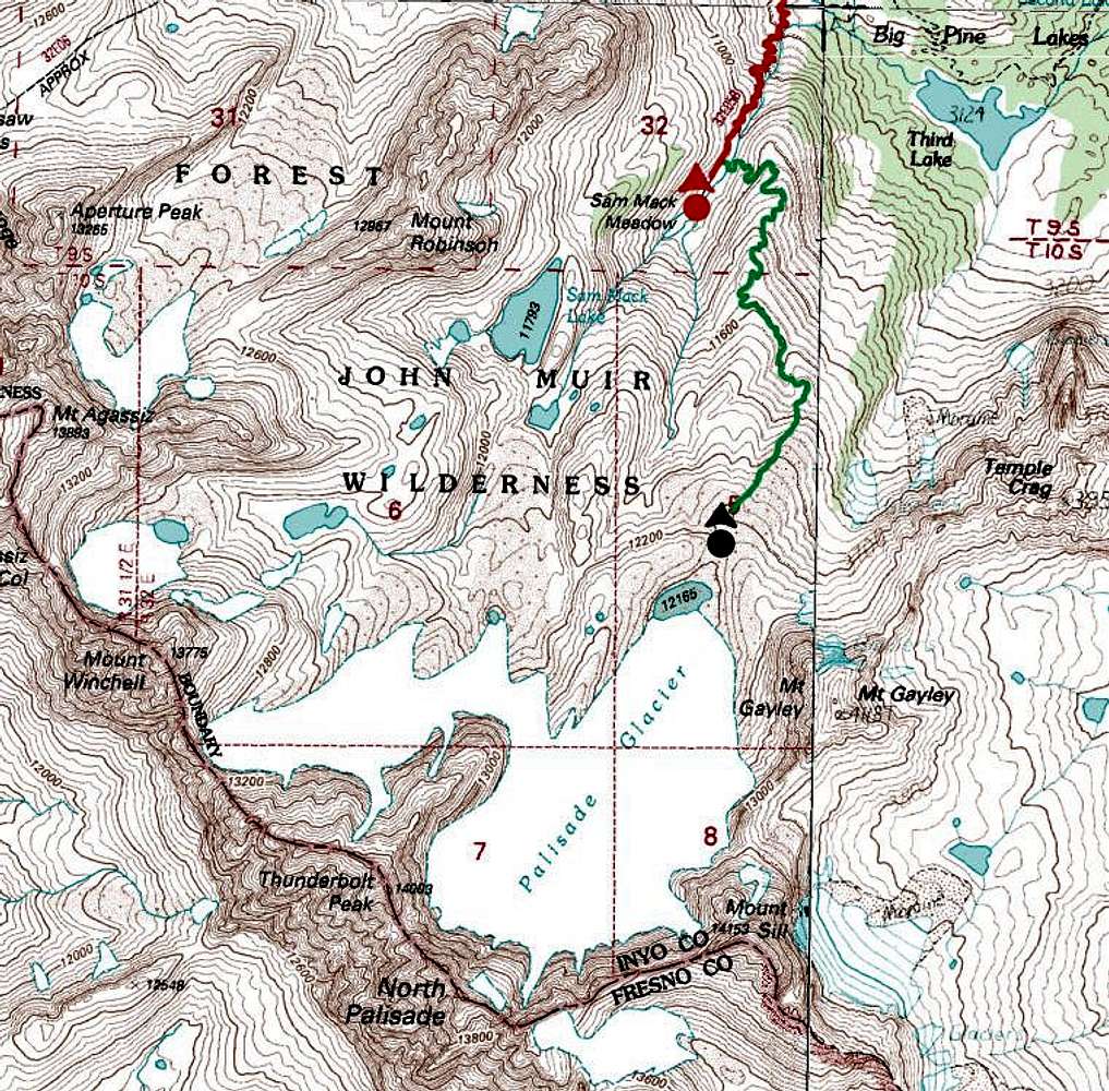 Map of the Palisade Glacier Photos, Diagrams & Topos SummitPost