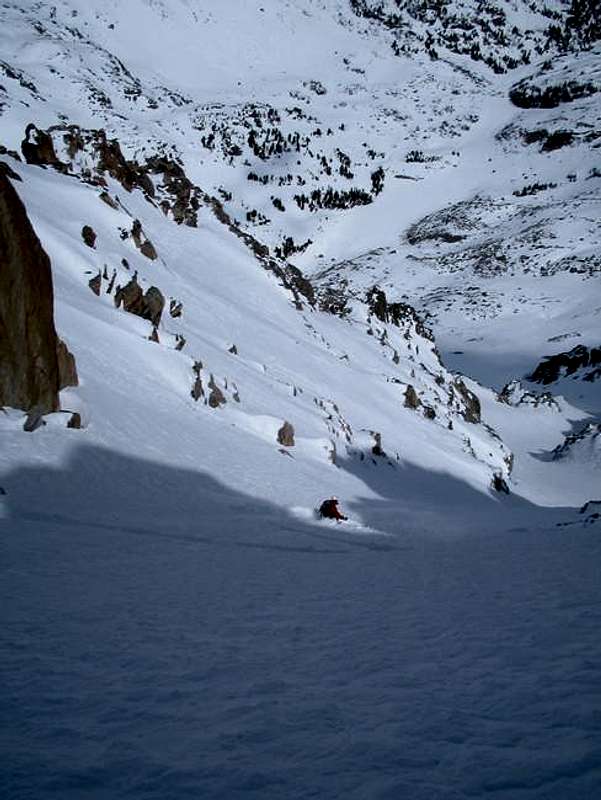 Skiing the couloir that we...