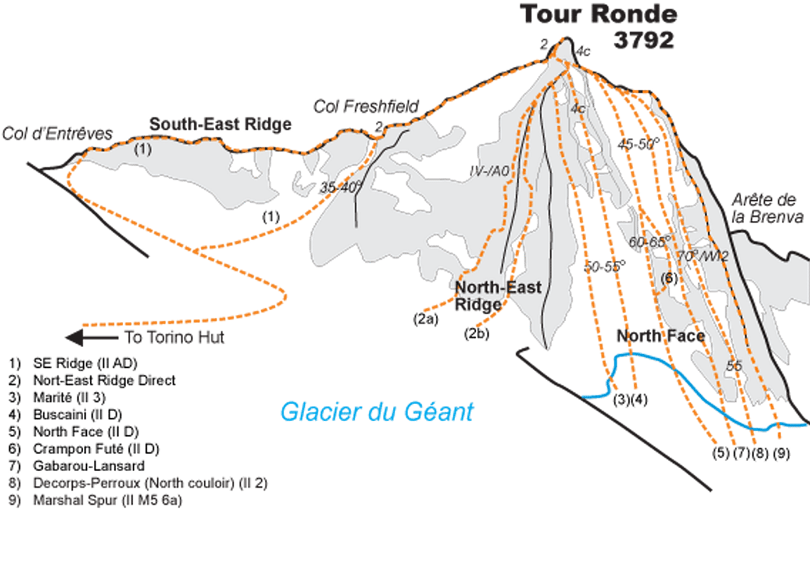 Tour Ronde Map Tour Ronde : Climbing, Hiking & Mountaineering : SummitPost