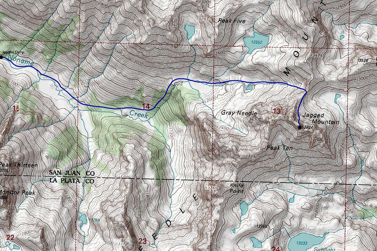 Jagged Mountain Standard Route Map : Photos, Diagrams & Topos : Summitpost