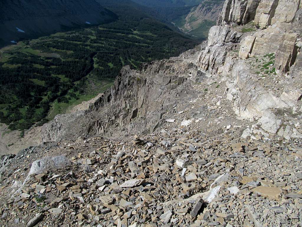 looking down the cliffy section
