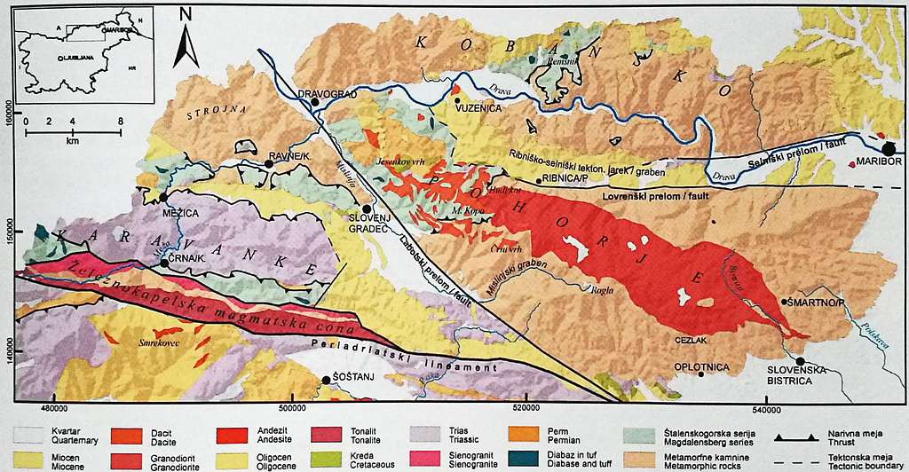 Geological map of Pohorje