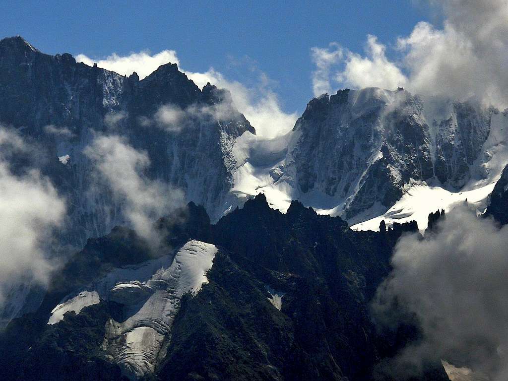 Detail of Jorasses,  Rochefort and Les Periades (Mont Blanc Northern side) from Aiguillette de la Floria