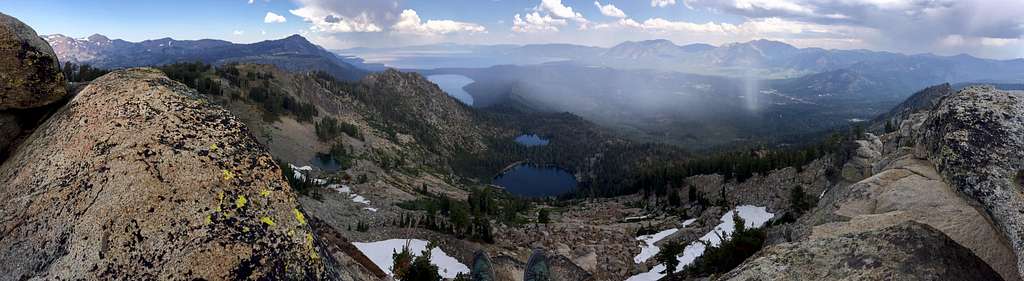 Echo summit pano over rainy South Lake Tahoe