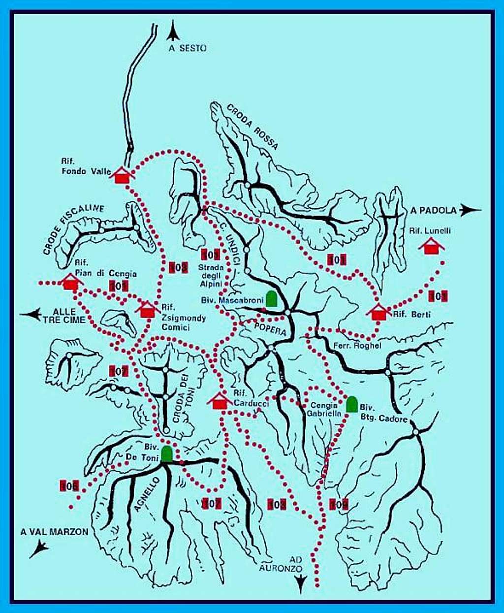 Monte Popera-Hochbrunnerschneid map