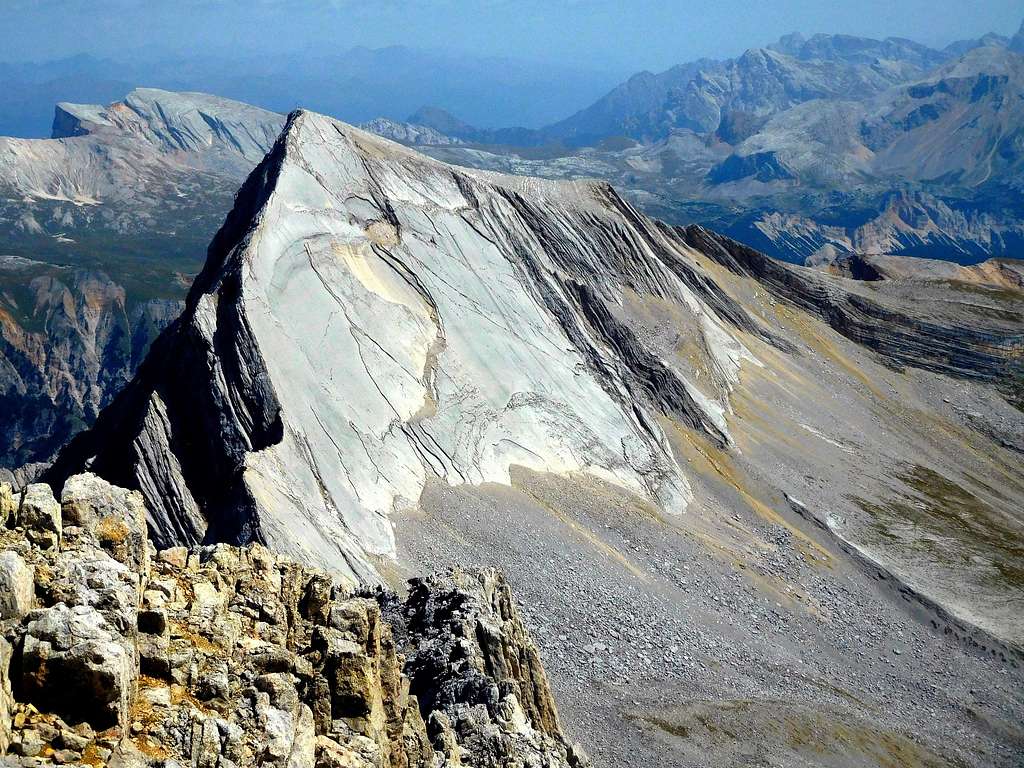 The smooth slabs of Sasso delle Nove seen from Sasso delle Dieci