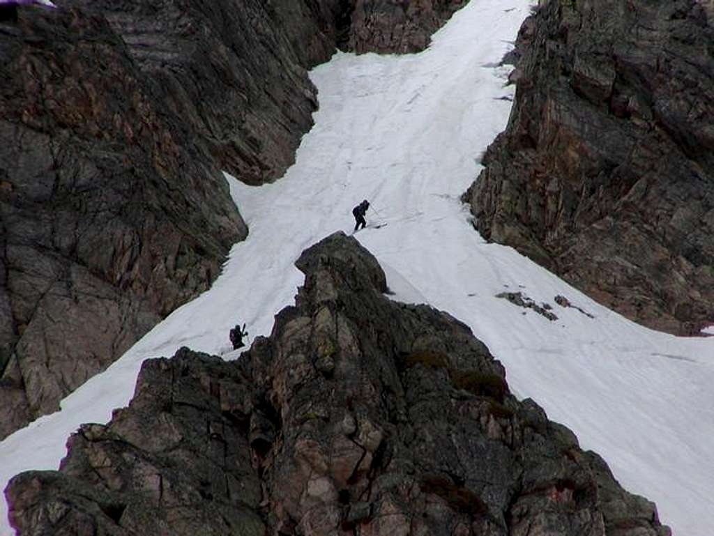 Skiing the Northeast Couloir...