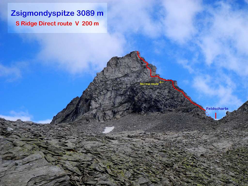Zsigmondyspitze S ridge direct topo