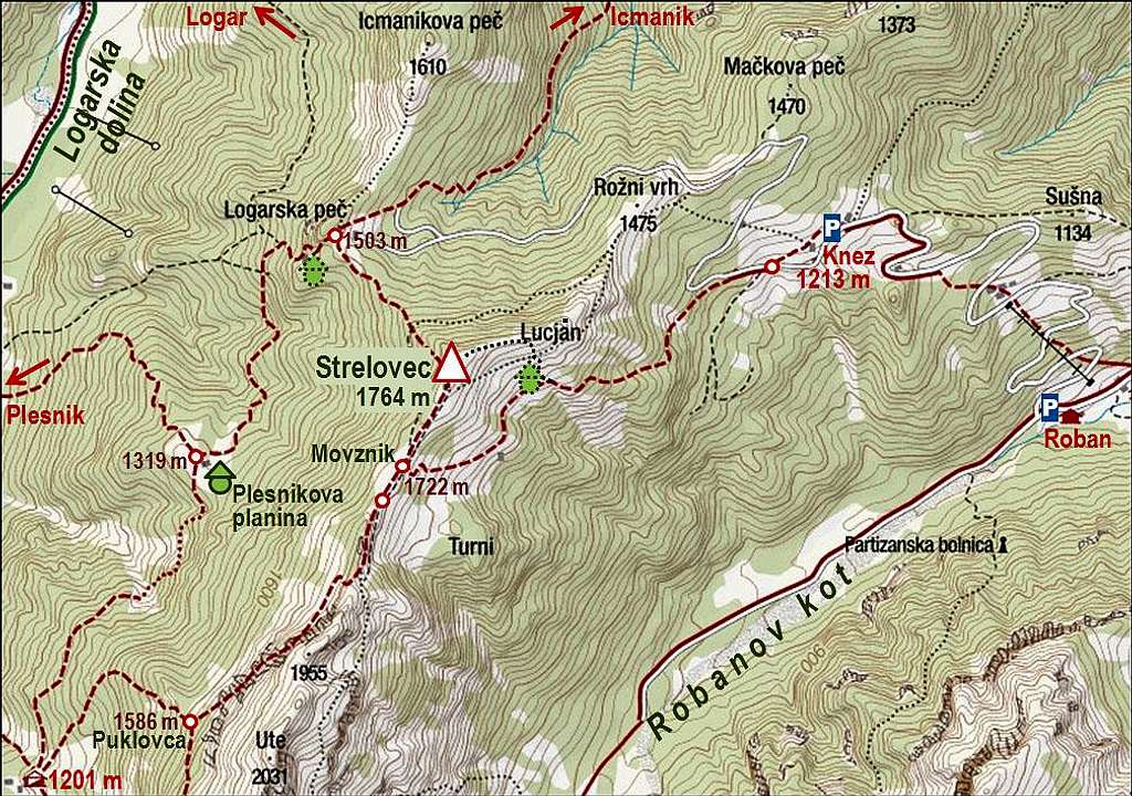 Strelovec map