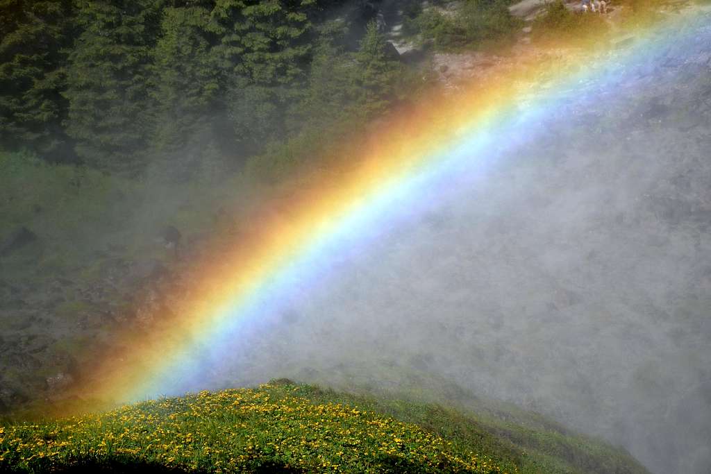 Rainbow caused by a waterfall