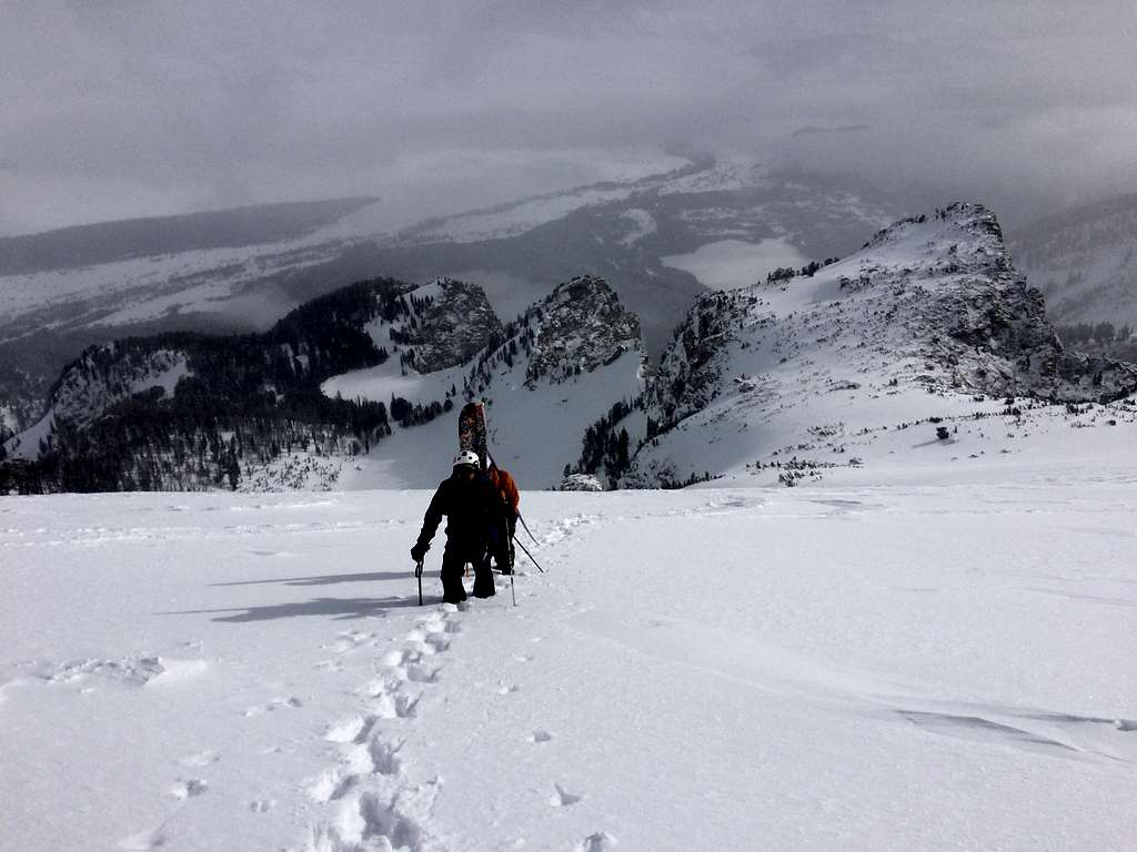 Boot packing up the summit ridge of Disappointment Peak, January 2017