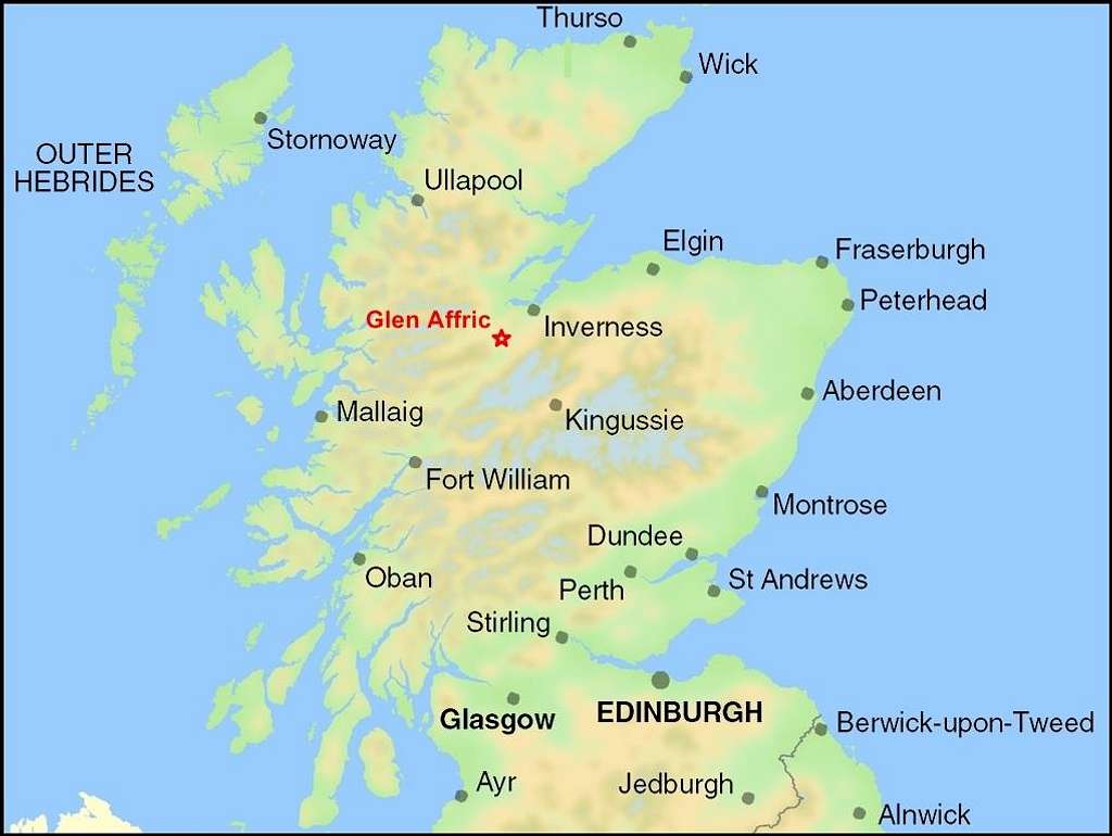 Glen Affric in relation to Scotland