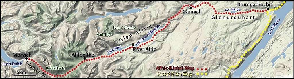 Affric to Kintail Way map
