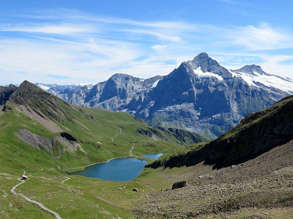 Bachsee with Wetterhorn and Uri Alps at the background