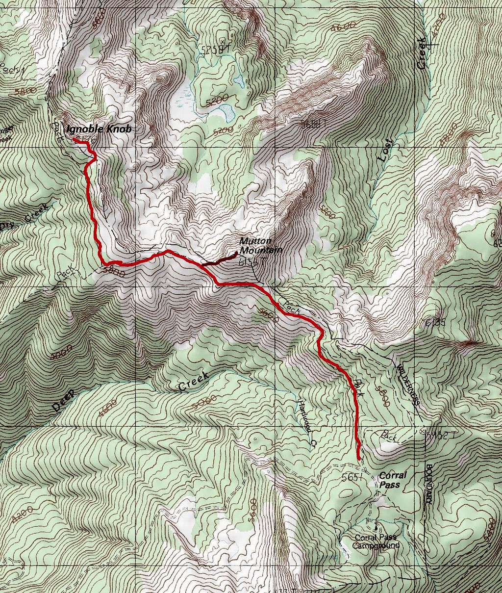 Ignoble Knob Summer Route (May not be open until fire debris cleared)