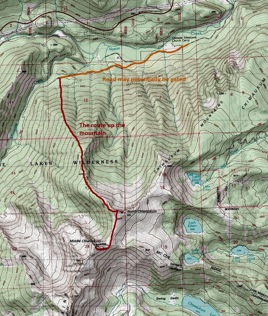 The winter route to Middle Chiwaukum