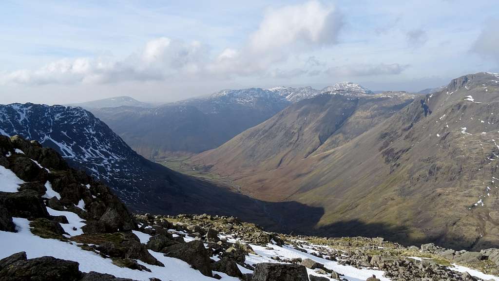 Descending Great End via Brown Band, looking towards Wasdale Head