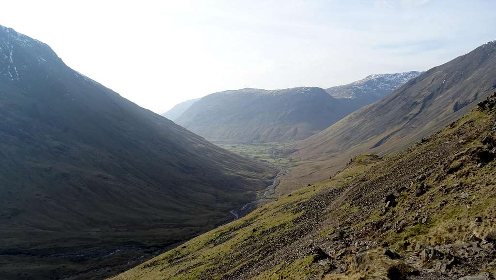 Descending from Sty Head towards Wasdale head and Yewbarrow