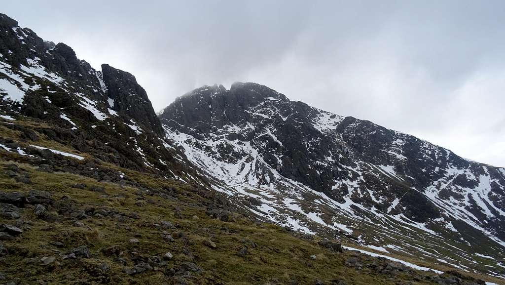 View towards Broad Stand, Sca Fell, ascending via Brown Tongue