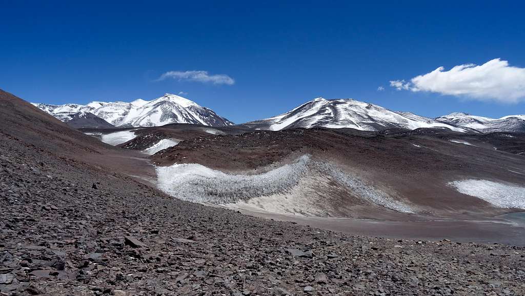 Looking towards Ojos del Salado and Medusa from Portezuela