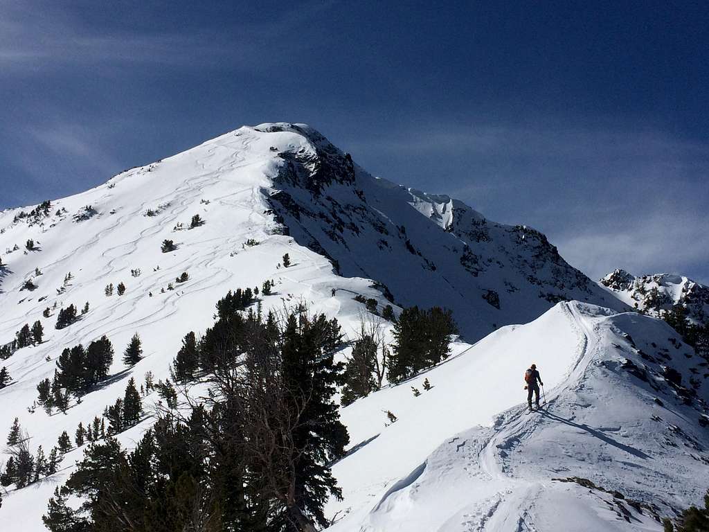 Welch skinning up the North Ridge of Mount Blackmore, March 10, 2018