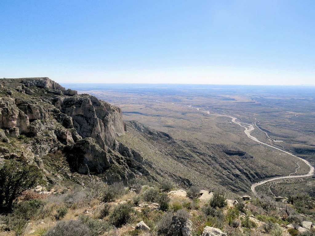 Outlet of McKittrick Canyon, from the top plateau