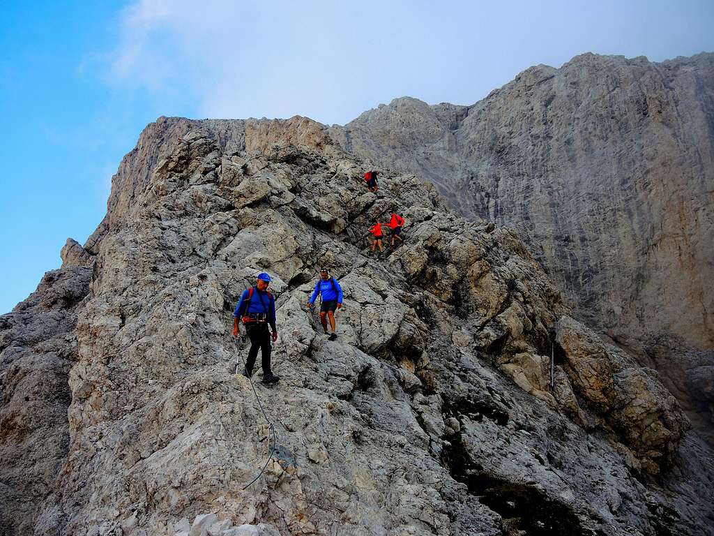 People on the Via Ferrata, Sas de Pütia