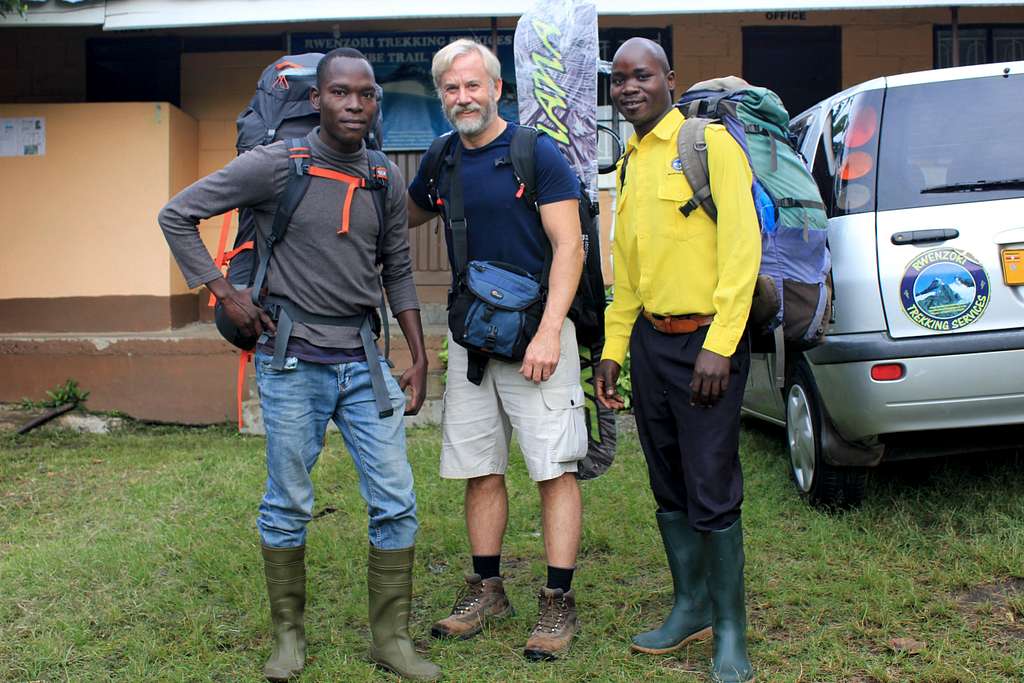 At the start of the climb from the Trekker's Hostel with my guide, Benard, and porter, Vincent