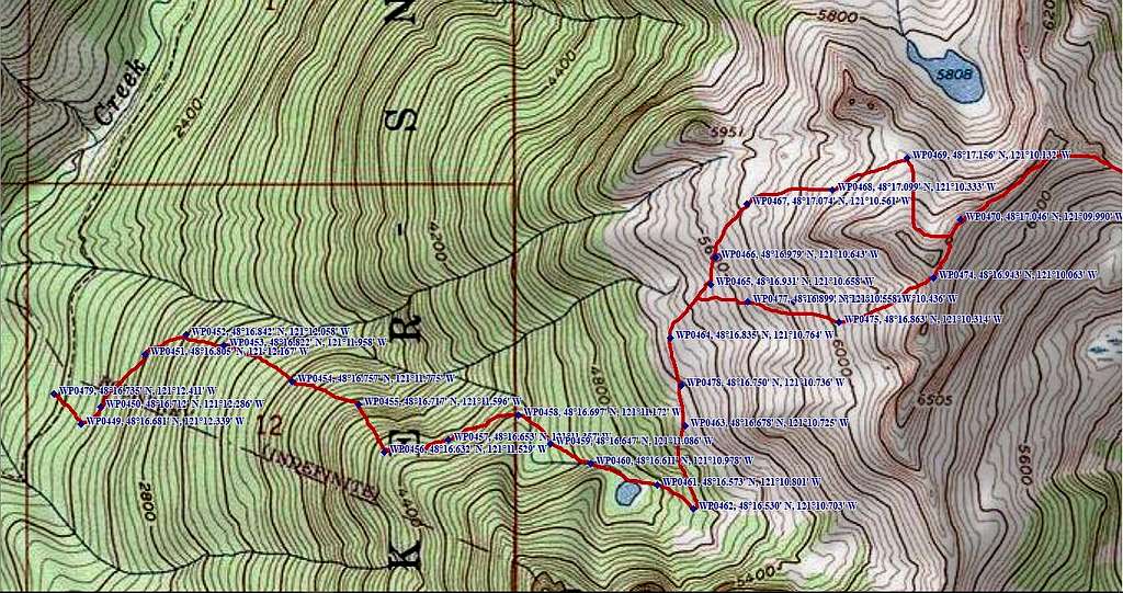 Pilot Peak route map - Part 1