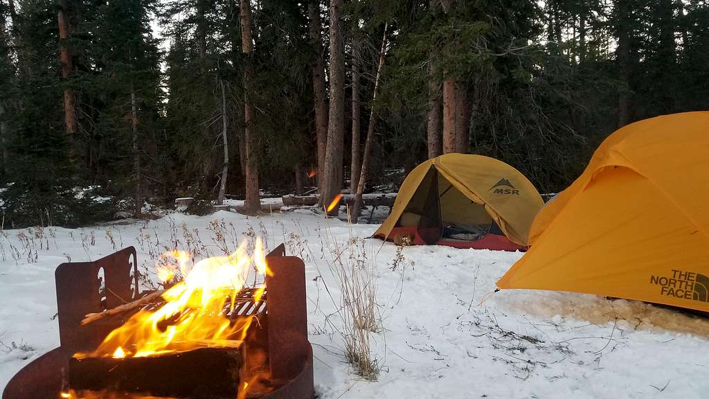 Camp after retreating from the Western wind blasting on Medicine Bow