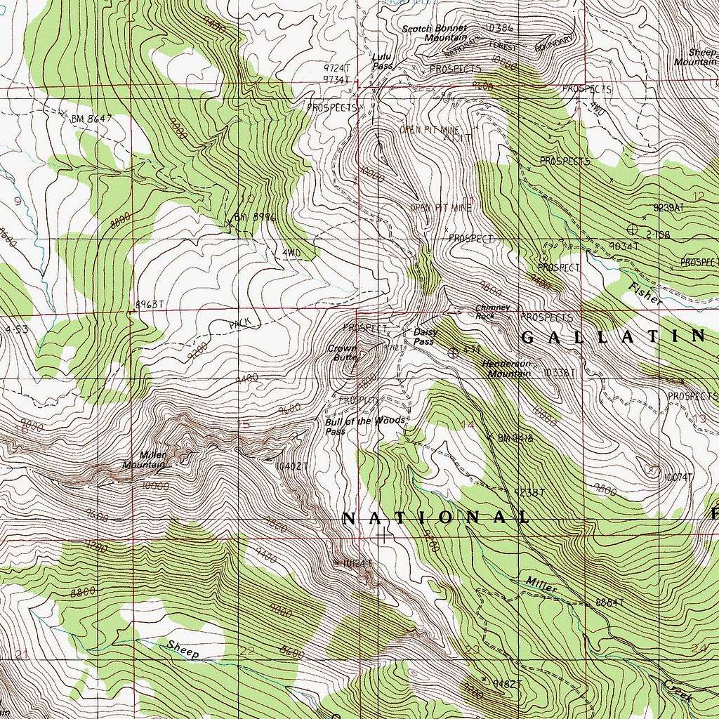 Miller Mountain and Crown Butte Map