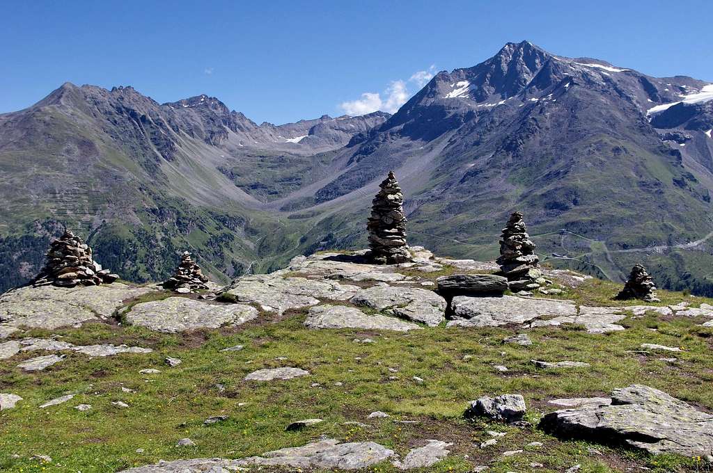 A crowd of huge cairns