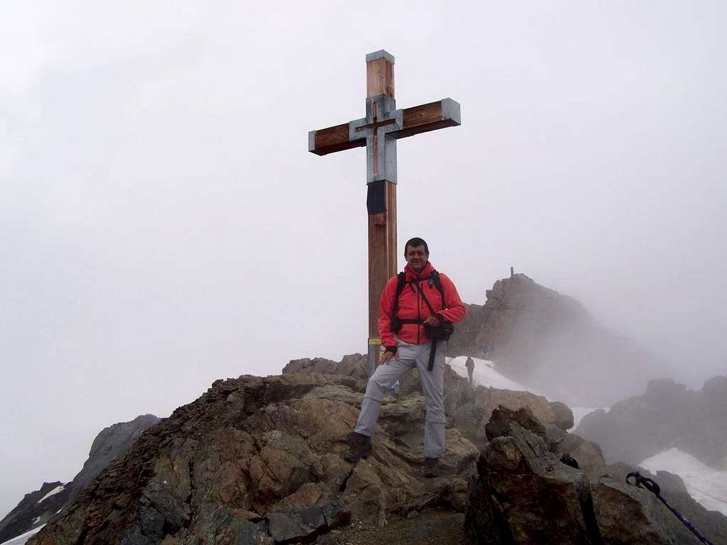 At the summit cross of Monte Vioz