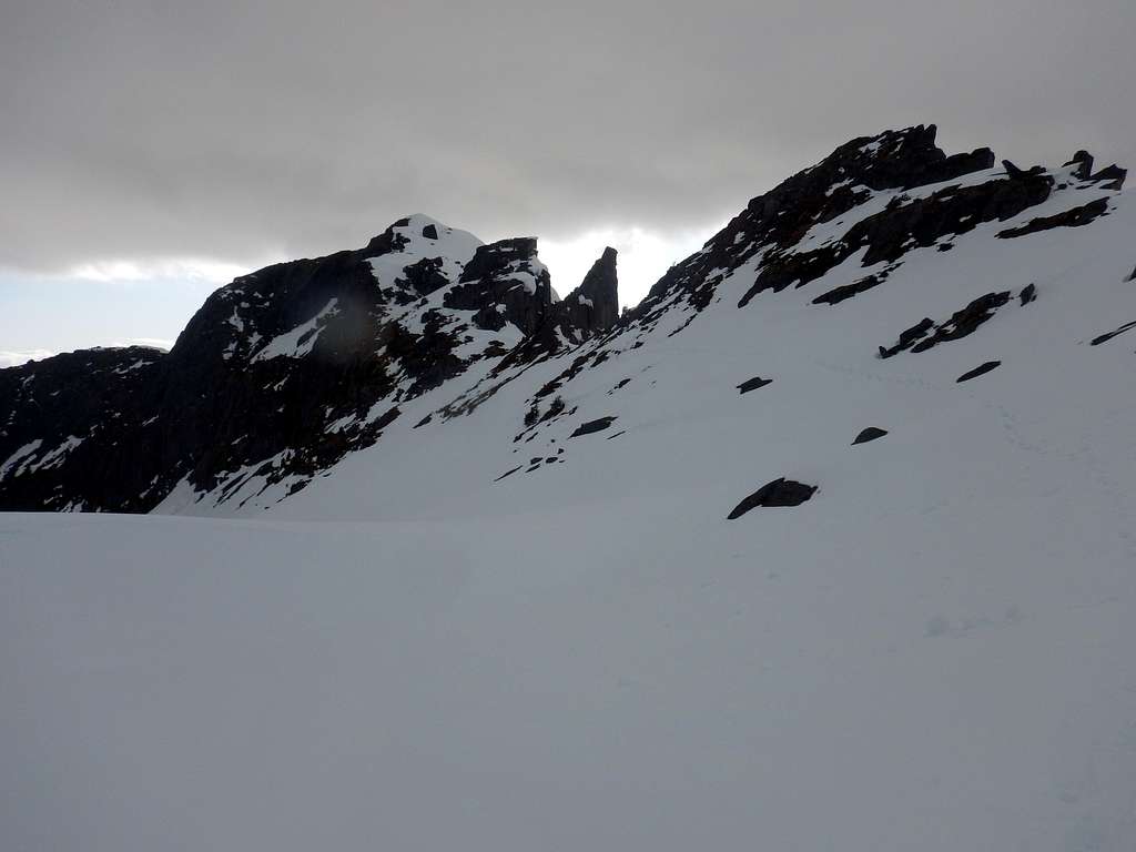Footprints coming from the approach ridge.