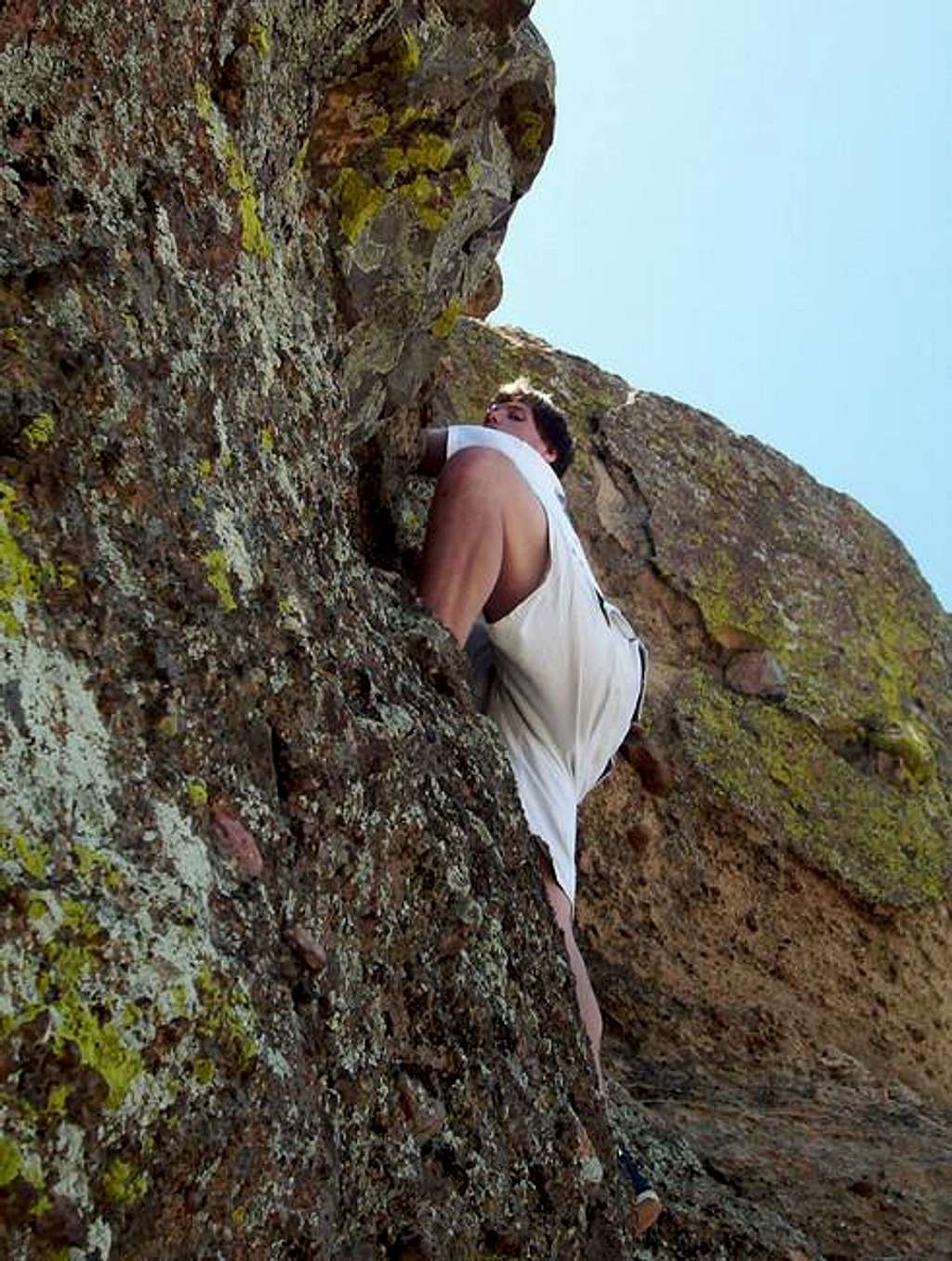 My partner climbing a crag...