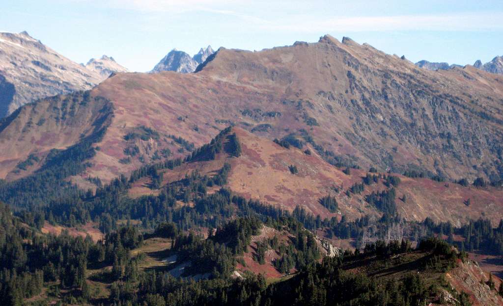 Indian Head Peak and Kodak Peak (center) from Skykomish Peak