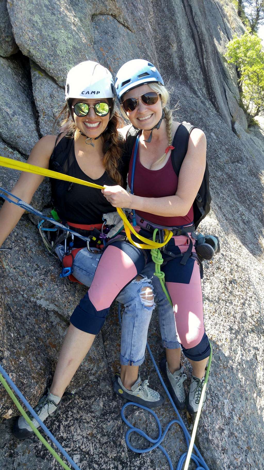 Erica and Heather at the P1 Belay