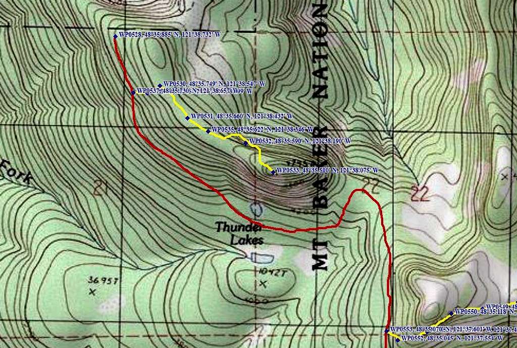Thunder Lakes Butte Route Map