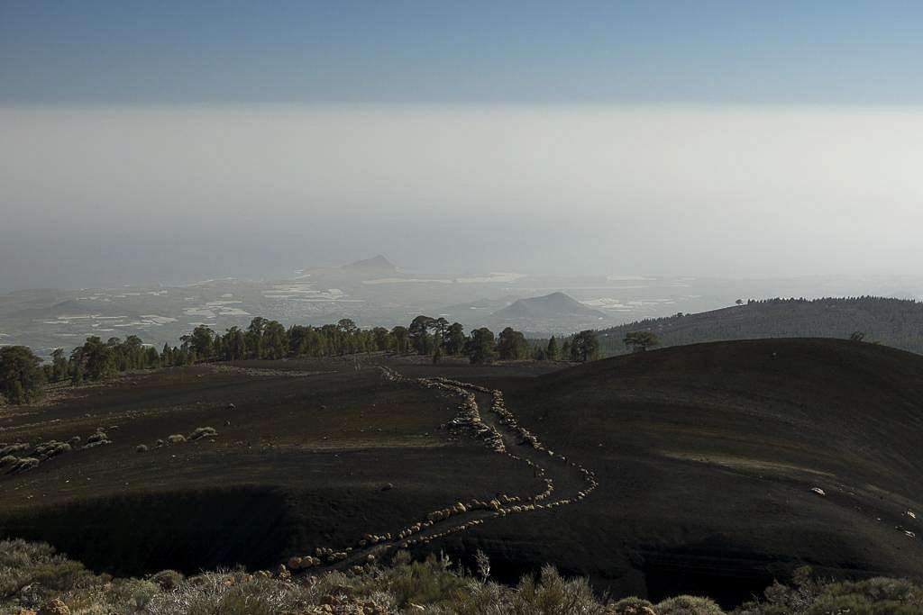 The hiking trail through the volcanic cinder