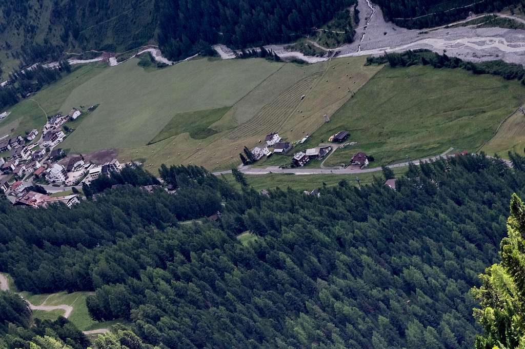 Aerial view of the meadows of Solda/Sulden