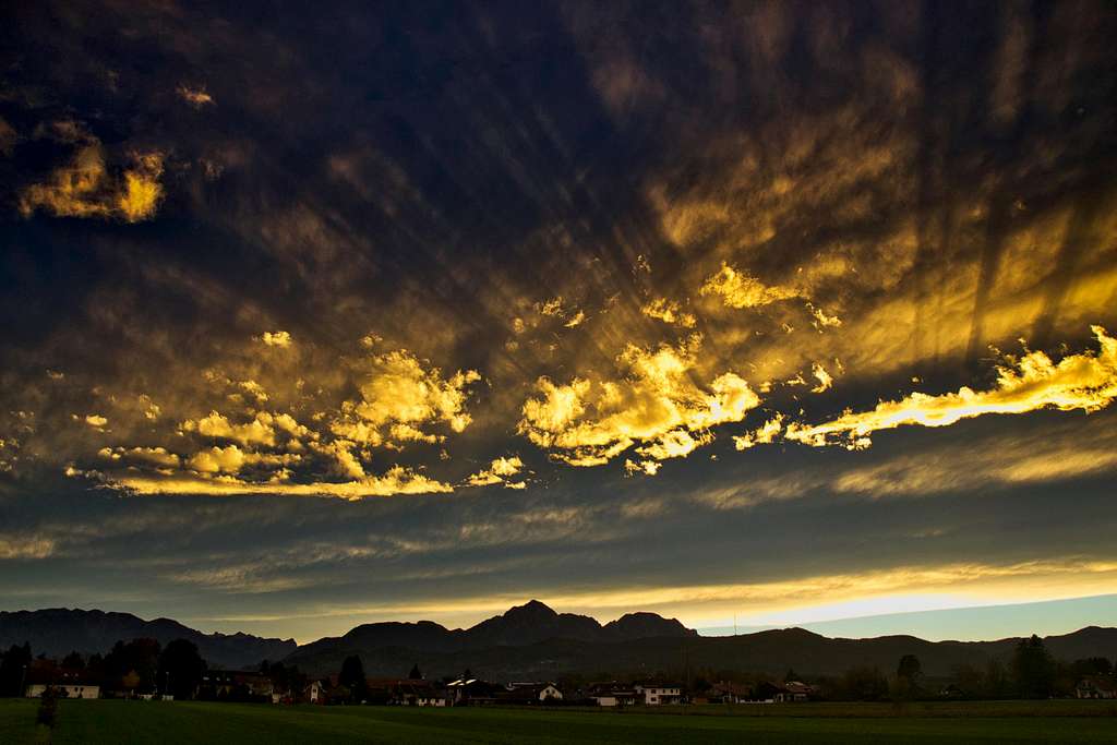 Amazing sunset over South East Bavaria